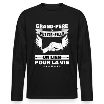 Annonce naissance de bébé futur papy - T-shirt manches longues Premium bio Homme - noir - Devant - Nico (187cm)