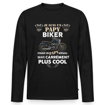 Papy motard Biker Citation Homme Moto - T-shirt manches longues Premium bio Homme - noir - Devant - Nico (187cm)