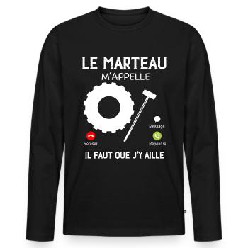 Marteau Sport Entrainement Du Jour Cadeau - T-shirt manches longues Premium bio Homme - noir - Devant - Nico (187cm)
