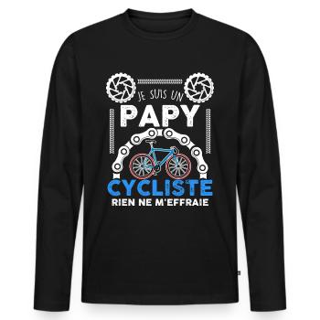 The brave cyclist is my cycling grandpa humor - Men's Premium Organic Long Sleeve Shirt - black - Front - Nico (187cm)
