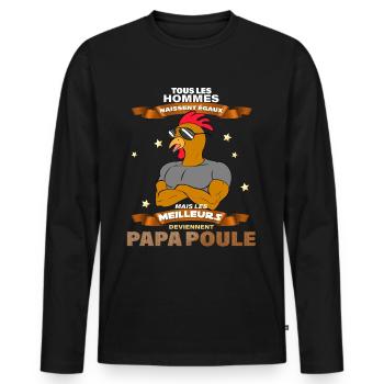 Papa poule Stylé Lunettes De Soleil Humour Homme - T-shirt manches longues Premium bio Homme - noir - Devant - Nico (187cm)