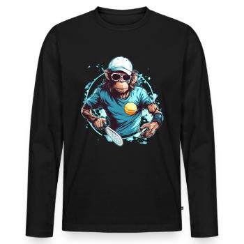 Smash it! - Funny tennis monkey design - Men's Premium Organic Long Sleeve Shirt - black - Front - Nico (187cm)