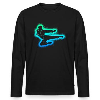 Taekwondo Arts Martiaux Enfants Hommes Garçons Karaté - T-shirt manches longues Premium bio Homme - noir - Devant - Nico (187cm)