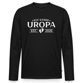 Ich werde Uropa 2026 Schwangerschaft ankündigen - Männer Premium Bio Langarmshirt - Schwarz - Vorne - Nico (187cm)