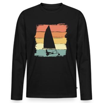 Sand sailing retro vintage country sailing - Men's Premium Organic Long Sleeve Shirt - black - Front - Nico (187cm)