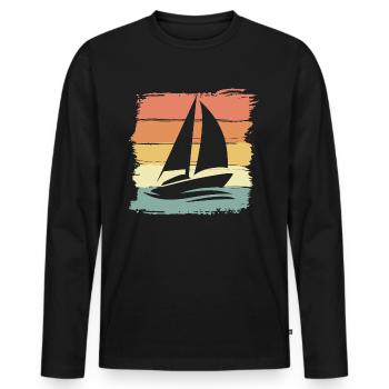 Sailing Retro Vintage - Men's Premium Organic Long Sleeve Shirt - black - Front - Nico (187cm)