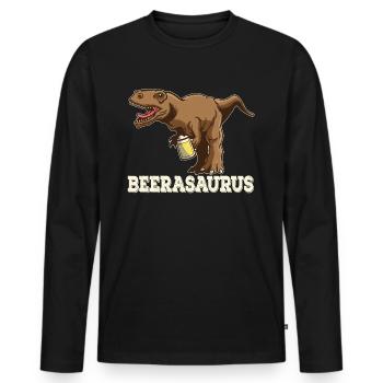 Chemise cadeau drôle Beerasaurus - T-shirt manches longues Premium bio Homme - noir - Devant - Nico (187cm)
