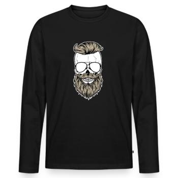 Bart Hipster Shirt - Männer Premium Bio Langarmshirt - Schwarz - Vorne - Nico (187cm)