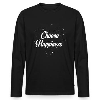 Choose Happiness Shirt - Männer Premium Bio Langarmshirt - Schwarz - Vorne - Nico (187cm)