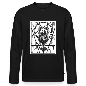 Satanique Occulte Dark Art Evil 666 Pentagramme - T-shirt manches longues Premium bio Homme - noir - Devant - Nico (187cm)
