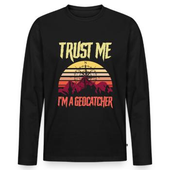 Geocache Les amateurs de géocaching | Fais-moi confiance - T-shirt manches longues Premium bio Homme - noir - Devant - Nico (187cm)
