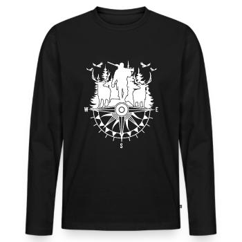 Chasse au gibier pour les chasseurs de cerfs - T-shirt manches longues Premium bio Homme - noir - Devant - Nico (187cm)