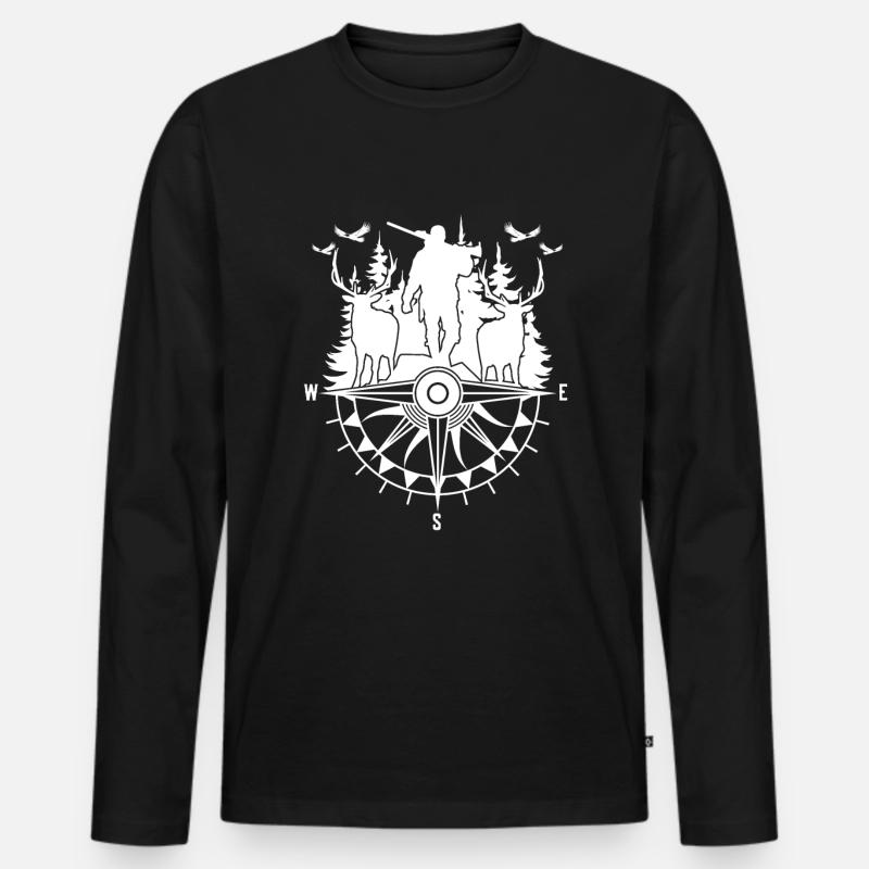 Wildjagd Für Hirschjäger - Männer Premium Bio Langarmshirt - Schwarz