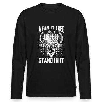 Un cerf de pedigree, celui des chasseurs de cerfs - T-shirt manches longues Premium bio Homme - noir - Devant - Nico (187cm)