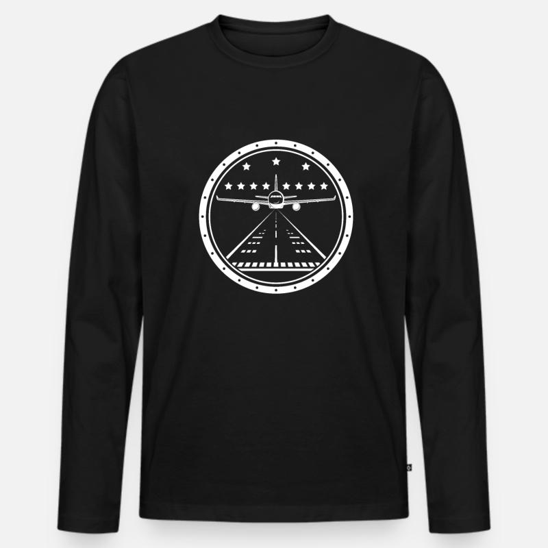 Flugzeug-Landungs-Navigations-Piloten-Flugzeug - Männer Premium Bio Langarmshirt - Schwarz
