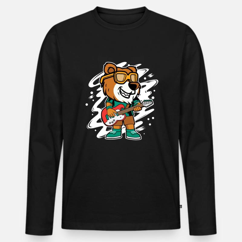 Tiger-gitarrist Cooler - Männer Premium Bio Langarmshirt - Schwarz