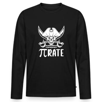 Pi-Rate Pirate Skull Pirate Hat Professeur de mathématiques - T-shirt manches longues Premium bio Homme - noir - Devant - Nico (187cm)