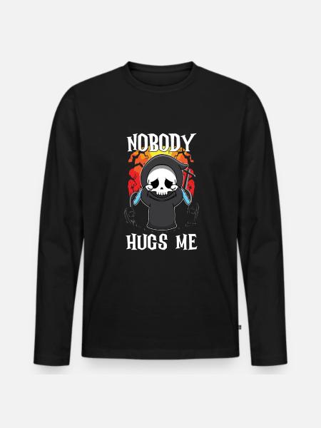 Niemand Umarmt Mich - Männer Premium Bio Langarmshirt - Schwarz