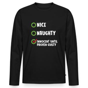 Gentil vilain innocent drôle - T-shirt manches longues Premium bio Homme - noir - Devant - Nico (187cm)
