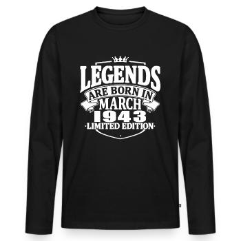 80 Jahre alt - 80. Geburtstag - März 1943 - Männer Premium Bio Langarmshirt - Schwarz - Vorne - Nico (187cm)