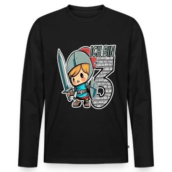 Ich bin 3 - 3. Geburtstag - Ritter - Männer Premium Bio Langarmshirt - Schwarz - Vorne - Nico (187cm)