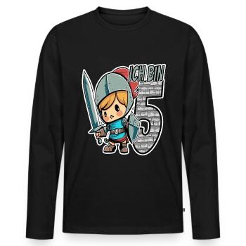 Ich bin 5 - 5. Geburtstag - Ritter - Männer Premium Bio Langarmshirt - Schwarz - Vorne - Nico (187cm)