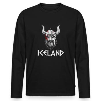 Mythologie nordique | Casque Viking | Millésime - T-shirt manches longues Premium bio Homme - noir - Devant - Nico (187cm)