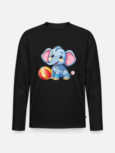 Playing Baby Elephant - Men's Premium Organic Long Sleeve Shirt - black
