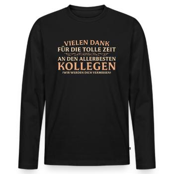 Danke Bester Kollege Abchied Rente - Männer Premium Bio Langarmshirt - Schwarz - Vorne - Nico (187cm)
