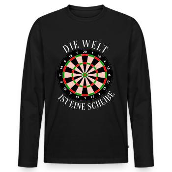 Darts die Welt ist eine Scheibe Darten Geschenk - Männer Premium Bio Langarmshirt - Schwarz - Vorne - Nico (187cm)