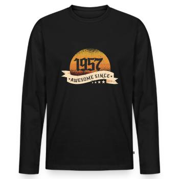 65 ans 1957 Né génial depuis l’anniversaire - T-shirt manches longues Premium bio Homme - noir - Devant - Nico (187cm)
