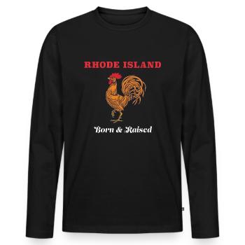 Rhode Island né et élevé Red Rooster Hahn - T-shirt manches longues Premium bio Homme - noir - Devant - Nico (187cm)