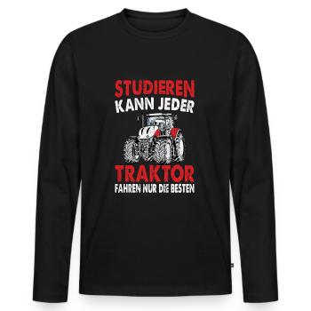 Traktor Motiv mit lustigem Spruch Herren Geschenk - Männer Premium Bio Langarmshirt - Schwarz - Vorne - Nico (187cm)