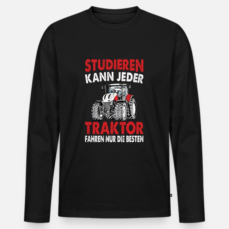 Traktor Motiv mit lustigem Spruch Herren Geschenk - Männer Premium Bio Langarmshirt - Schwarz