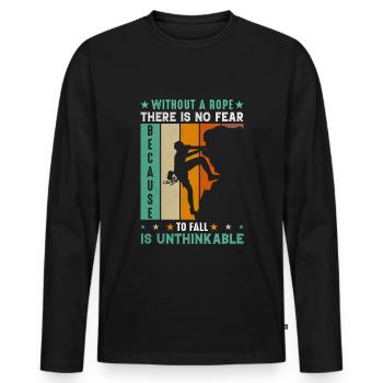 Without A Rope There Is No Fear Kletterer - Männer Premium Bio Langarmshirt - Schwarz - Vorne - Nico (187cm)