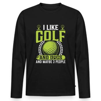 I Like Golf And Dogs Lustiger Spruch Golfspieler - Männer Premium Bio Langarmshirt - Schwarz - Vorne - Nico (187cm)