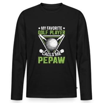 My Favorite Golf Player Calls Me Pepaw Golfer - Men's Premium Organic Long Sleeve Shirt - black - Front - Nico (187cm)