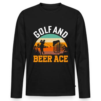 Vintage Golf And Beer Ace Golfers - Men's Premium Organic Long Sleeve Shirt - black - Front - Nico (187cm)