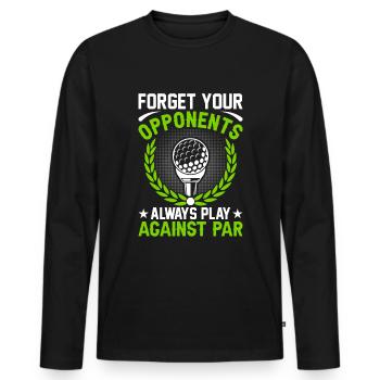 Oubliez vos adversaires. Toujours jouer contre le par - T-shirt manches longues Premium bio Homme - noir - Devant - Nico (187cm)