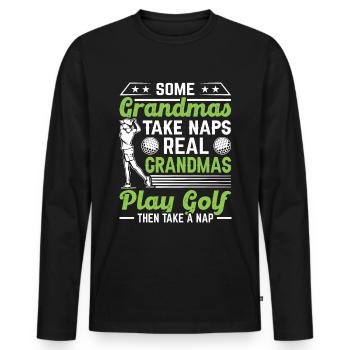 Some Grandmas Take Naps Real Grandmas Play Golf - Männer Premium Bio Langarmshirt - Schwarz - Vorne - Nico (187cm)