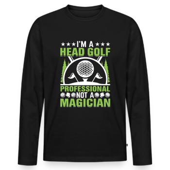 À la tête d’un professionnel de golf pas d’un magicien - T-shirt manches longues Premium bio Homme - noir - Devant - Nico (187cm)