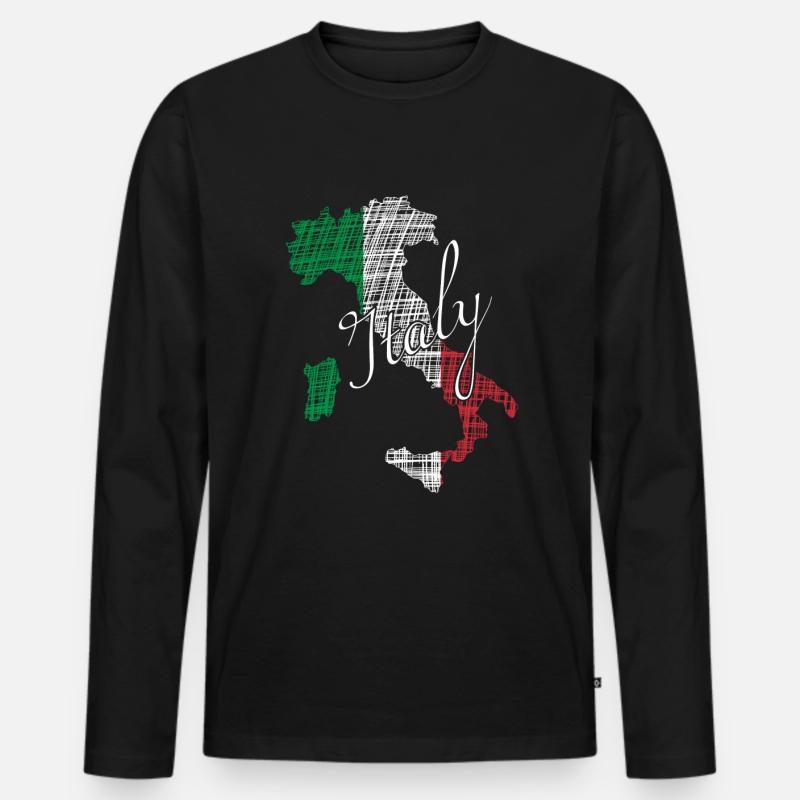 Italy - Männer Premium Bio Langarmshirt - Schwarz