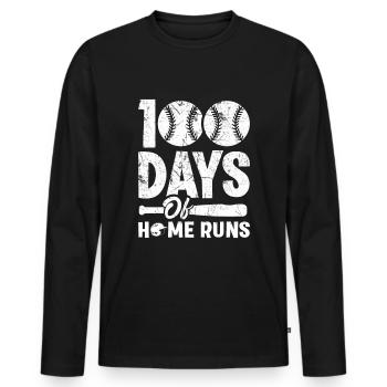 100 Days Of Home Runs Baseball Spieler - Männer Premium Bio Langarmshirt - Schwarz - Vorne - Nico (187cm)