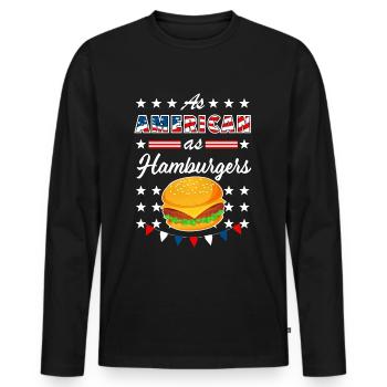 As American As Hamburgers 4th of July USA - Männer Premium Bio Langarmshirt - Schwarz - Vorne - Nico (187cm)