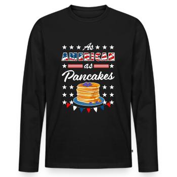 As American As Pancakes 4th of July USA - Männer Premium Bio Langarmshirt - Schwarz - Vorne - Nico (187cm)