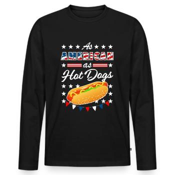 As American As Hot Dogs 4th of July USA - Männer Premium Bio Langarmshirt - Schwarz - Vorne - Nico (187cm)