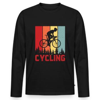 Vintage BMX Fahrrad Reiten Radfahren - Männer Premium Bio Langarmshirt - Schwarz - Vorne - Nico (187cm)