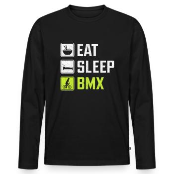 Eat Sleep Bmx Bycycle - Männer Premium Bio Langarmshirt - Schwarz - Vorne - Nico (187cm)