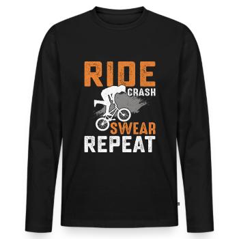 Ride Crash Swear Repetition Cyclist Bmx Rider - Men's Premium Organic Long Sleeve Shirt - black - Front - Nico (187cm)