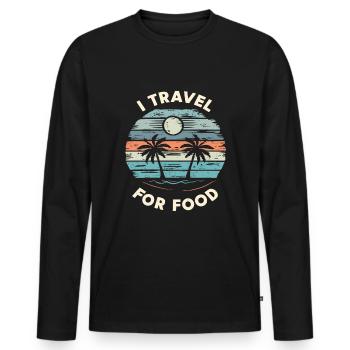 Je voyage pour Food Blogger - T-shirt manches longues Premium bio Homme - noir - Devant - Nico (187cm)